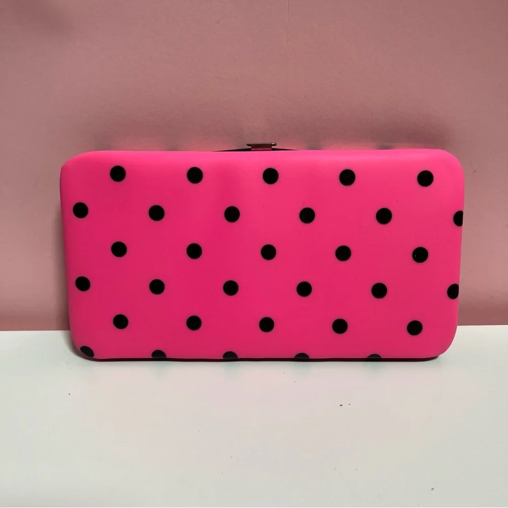 Vintage Y2K 2000s mcbling hot pink polka dot Claire’s wallet